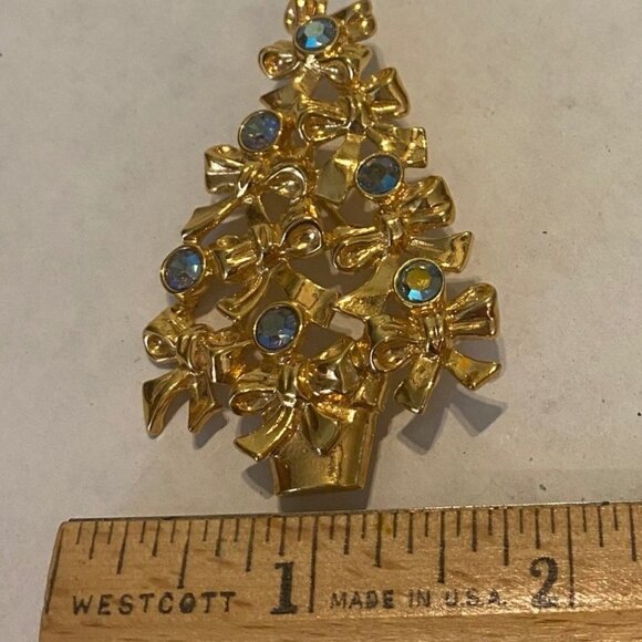 AVON Vintage Aurora Borealis Rhinestone Christmas Brooch Pin - Picture 6 of 7